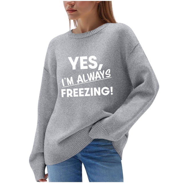 RXMEKW Chandail pour Femmes à Manches Longues à Col Rond Décontracté Blouse Haut Uni Imprimé avec Confort Toutes Saisons pour Usage Quotidien