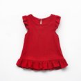 thumbnail image 2 of LLYWEY Toddler Girls Ruffle Tops, Baby Girl Linen Ruffles Hem Sleeveless T-Shirts, Kids Solid Color Keyhole Back Summer Round Neck Sleeveless Loose Casual Blouses Shirts, Style-T-12, Red, 12 Months, 2 of 9