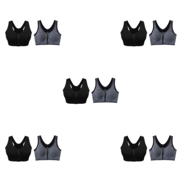 kurtrusly 2pieces Versatile Performance With Wide Application Sports Bra Seamless black + gray XL 5Set