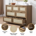 thumbnail image 4 of OAKHAM Commode 7 Tiroirs, Grand Commode en Rotin pour Chambre à Coucher Salon, Noyer Clair, 4 of 7