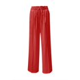 thumbnail image 4 of Womens Cargo Pants With Pockets High Waist Palazzo Comfortable Light Elegant With Pockets Drawstring Ladies Summer Pants Red S, 4 of 4