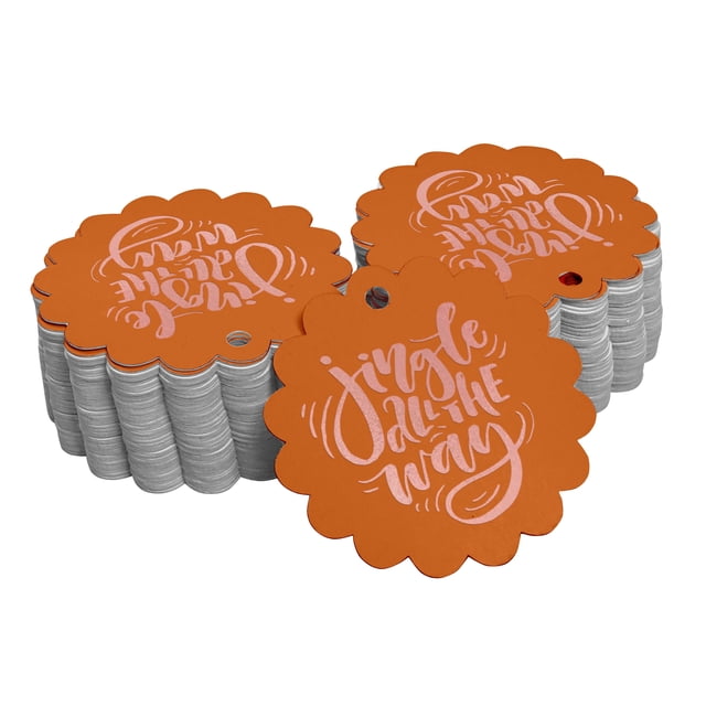 Inkdotpot Vrai Grelot en Feuille d'Or Rose Tout au Long Étiquettes de Noël Cadeaux Étiquettes en Papier à Suspendre 100 Pcs