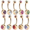 thumbnail image 1 of Rose Gold Belly Button Ring Gold Over Surgical Steel 14g, 1 of 6