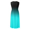 thumbnail image 4 of B91xZ Robes d'Été pour Femmes Décontractées Sans Manches Col Rond Taille Élastique Robe Midi à Volants, Bleu S, 4 of 5