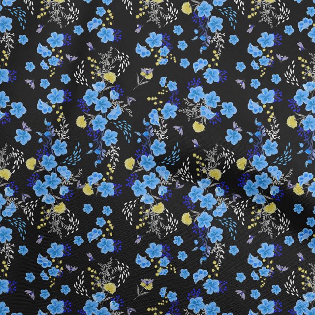 oneOone Rayon Blue Fabric Floral Sewing Craft Projects Fabric Prints By Yard 56 Inch Wide
