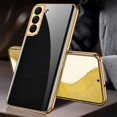 thumbnail image 3 of Full Cover Phone Case Tempered Glass Hard Printed Smartphone Bumper Case Cell Phone Covers Electroplated for S22/22Plus/Ultra Camera Protection Protective  Galaxy S22 ULTRA Golden Thread, 3 of 8