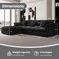 thumbnail image 3 of The Magic Home Canapé Sectionnel Modulaire en L en Lin à 3 Places avec Ottoman, Noir, 3 of 14