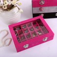 thumbnail image 1 of Jewelry Ring Velvet Glass Display Organizer Box Tray Holder Earring Storage Case, 1 of 2