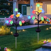 Suncoda Solar Lights, Outdoor Solar Easter Decoration 2 Sets LED Easter Eggs Street Lights with Stainless Steel Stakes 2 Modes Waterproof Easter Eggs Lights for Yard Decoration