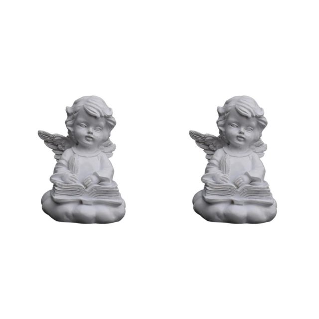 Baohd Gracieuse Résine Fille Ange Figurine Statue Décoratif Accent de Bureau à Genoux 2Set