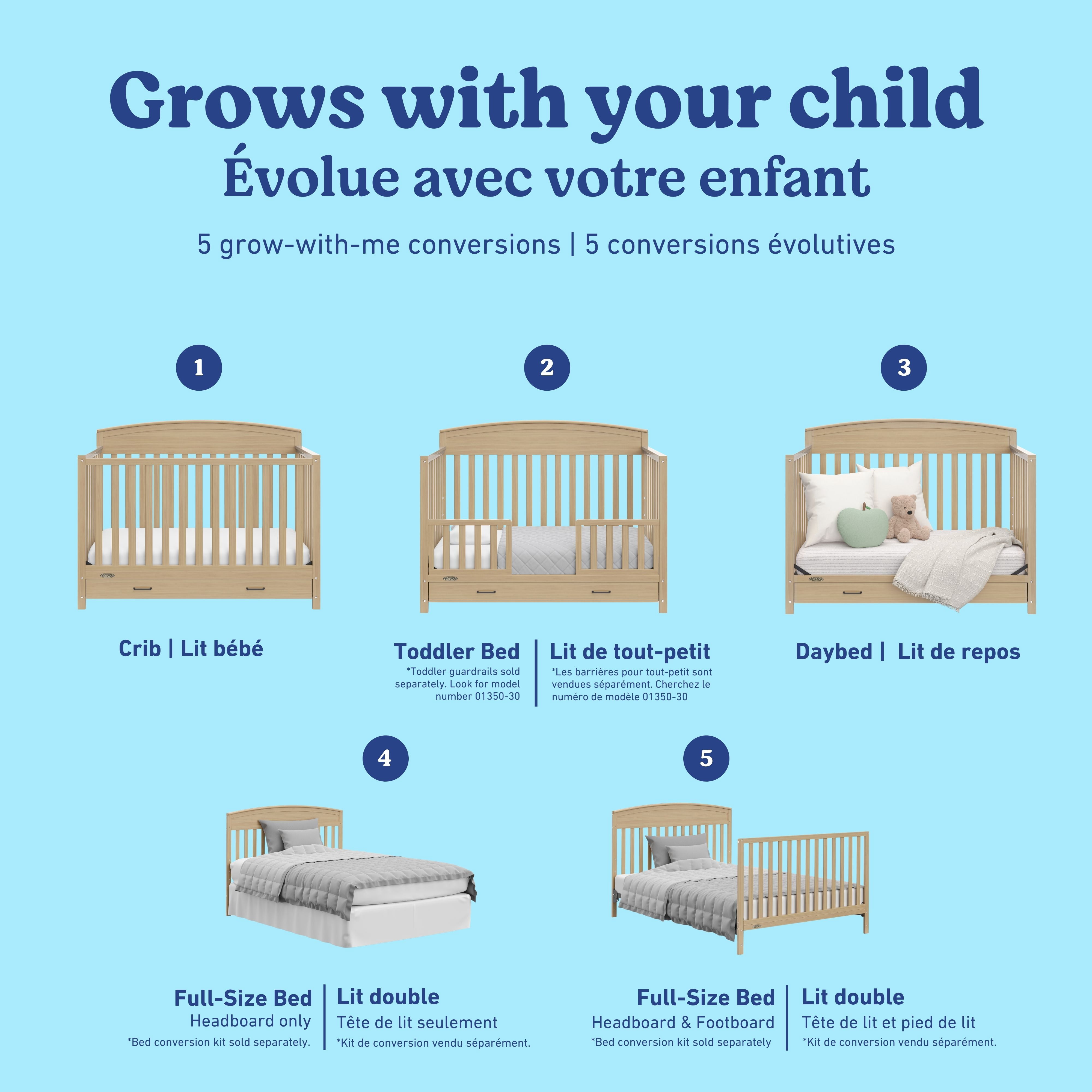 Lit de Bébé avec Tiroir Benton de Graco, Bois flotté