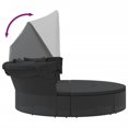 thumbnail image 5 of vidaXL Outdoor Lounge Bed with Canopy and Cushions Black Poly Rattan, 5 of 5