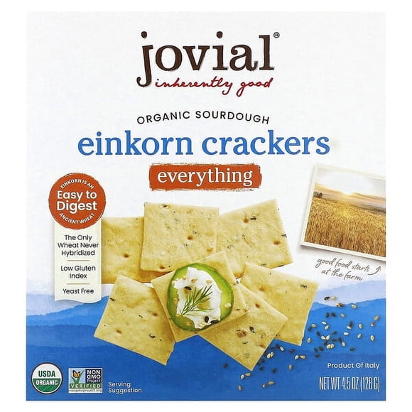 Jovial, Organic Sourdough Einkorn Crackers, Everything, 4.5 oz (128 g)