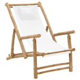 thumbnail image 1 of vidaXL Deck Chair Bamboo and Canvas Cream White, 1 of 5