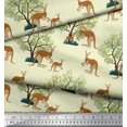 thumbnail image 2 of Soimoi Poly Georgette Fabric Tree & Kangaroo Animal Print Sewing Fabric Yard 52 Inch Wide, 2 of 3