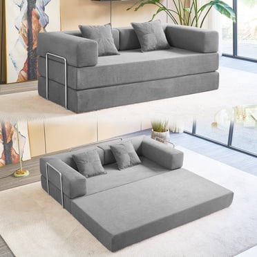 YINIX Canapé-Lit Convertible de 81,6 Pouces, avec 2 Coussins, Canapé Pliable pour Salon et Petits Espaces, Gris