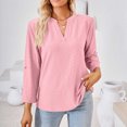 thumbnail image 4 of Pompotops T-shirt Mode Femme Col en V Manches Longues Ample en Solde, 4 of 7