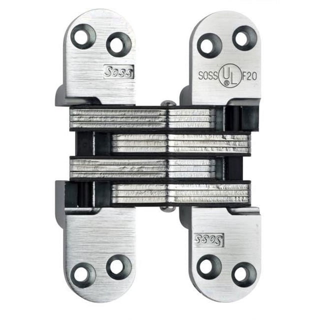 Soss 2184 Charnière Invisible Robuste 1.125 x 4.625 Po pour Portes 1.75 Po, Laiton Satiné