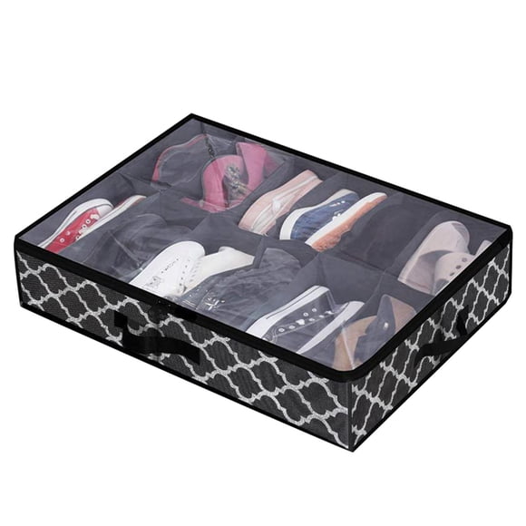 Home Textile Storage Under Bed Shoe Cabinet Organizer for 24 Pairs with Transparent Cover and Durable Bedding Storage Solution