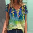 thumbnail image 2 of T-shirts à Manches Courtes Imprimés à Col en V pour Femmes Grande Taille Tee T Shirt Blouse, 2 of 5