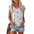 thumbnail image 5 of Blouses à Manches Courtes pour Femmes Femmes Décontracté Imprimé Manches Courtes Col Rond Chandail Blouse T-Shirt Hauts Femmes Hauts à Manches Courtes Femmes Blouse à Manches Courtes Hauts à Manches Courtes pour Femmes, 5 of 5