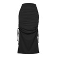 thumbnail image 4 of Women Knitted Package Hip Skirt Summer High Waist Split Skirt with Drawstring, 4 of 9
