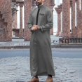 thumbnail image 2 of Wdgfv Mens Kaftan Thobe Cotton Long Sleeve Embroidered Stand Collar Arab Loose Men's Robe, 2 of 4