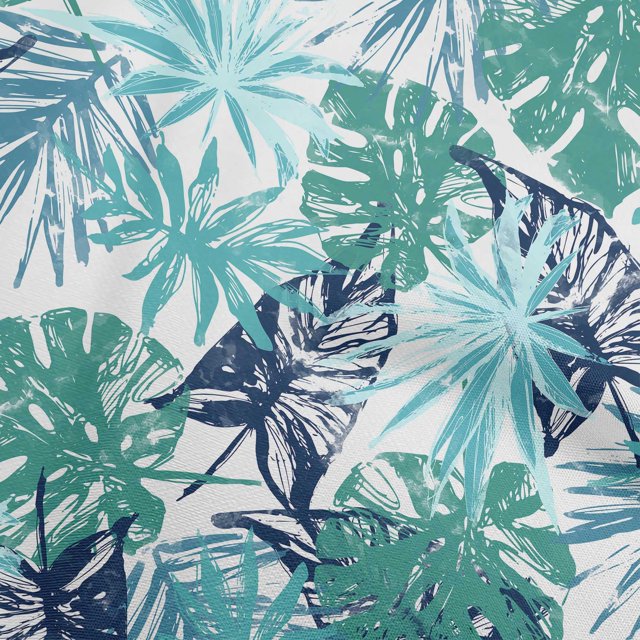 oneOone Rayon Light Blue Fabric Leaves Craft Projects Decor Fabric Printed By The Yard 56 Inch Wide