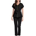 thumbnail image 1 of Milaget Nursing Scrubs Sets Breathable Comfortable Front Zipper Top Nurse Tops Pants Set XS Size Black, 1 of 9