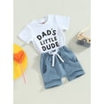 thumbnail image 3 of Gupgi 2Pcs Baby Boy Clothes Short Sleeve Letters Print T Shirt Elastic Waist Pockets Shorts Set, 3 of 9