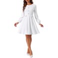 thumbnail image 2 of INSPIRE CHIC Robe de Travail à Manches Longues pour Femme avec Boutons Contrastants Décoratifs TG Blanc, 2 of 6