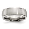 thumbnail image 1 of Stainless Steel Ridged Edge 8mm Brushed and Polished Band Ring 12 Size, 1 of 5