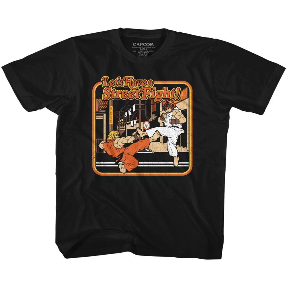 T-Shirt Noir pour Tout-Petit Style Livre d'Histoires Street Fighter