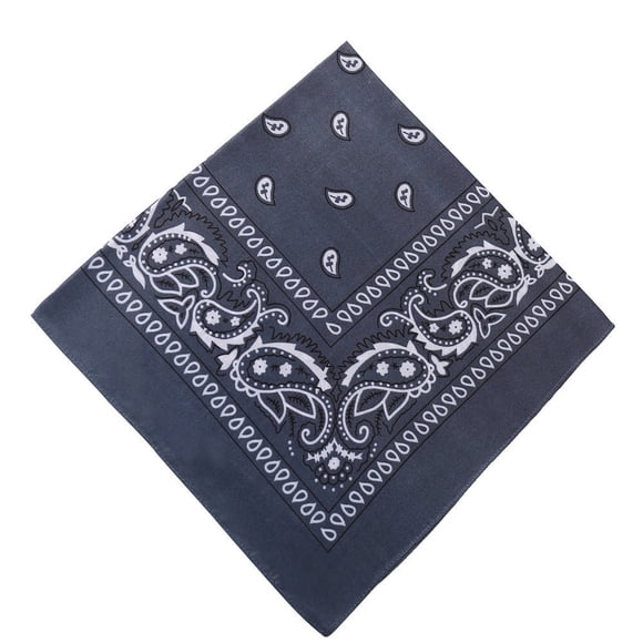 Gray Paisley Bandana Head Scarf Double Sided 55Cm Gray Nylon Spandex