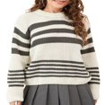 thumbnail image 2 of Women‘s Fall Loose Knit Tops Stripe Print Long Sleeve Sweaters, 2 of 9