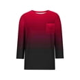 thumbnail image 3 of FAIWAD Womens 3/4 Sleeve Tunic Tops Color Block Round Neck Shirt Soft Lightweight Loose Top with Chest Pockets, 3 of 4