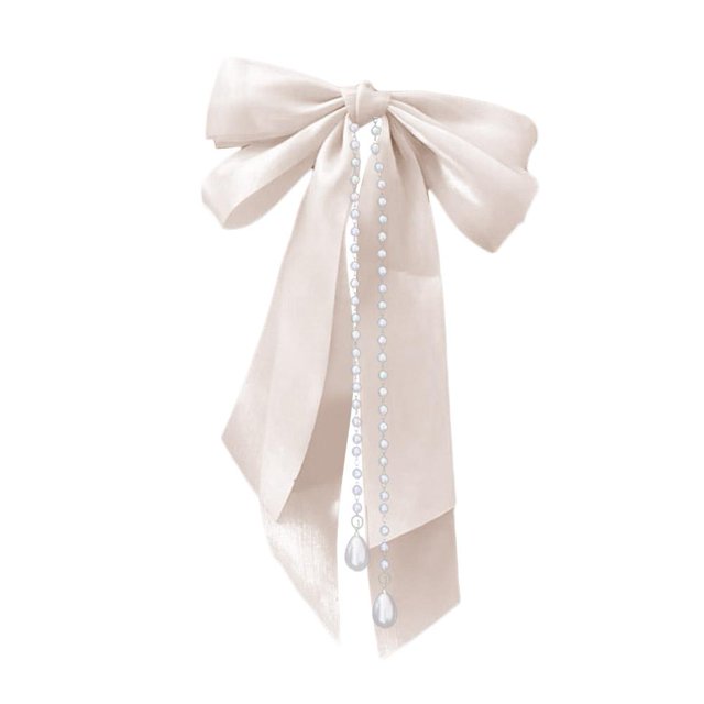 Bow Knot Spring Hair Clip, Pearl Tassel Hairband, Women's Ins Ribbon Headge S0W2