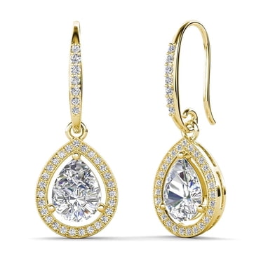 Cate & Chloe Isabel Boucles d'Oreilles Pendantes Plaquées Or Jaune 18k avec Cristaux Diamant Simulés pour Femmes