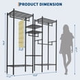 thumbnail image 2 of Heavy Duty Metal Garment Organizer Rack – Freestanding Storage Shelf with Adjustable Shelves & Hanging Rods – 1000 lbs Capacity for Closet, Wardrobe, or Dorm – Portable Steel Clothing Rack, Black, 2 of 7
