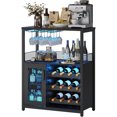 thumbnail image 1 of Twister.CK 5 Tier Wine Bar Cabinet with LED Light, Bar Cabinet with Detachable Wine Rack and Glass Holder, Storage Space for Kitchen Living Room Bar, Black, 1 of 8