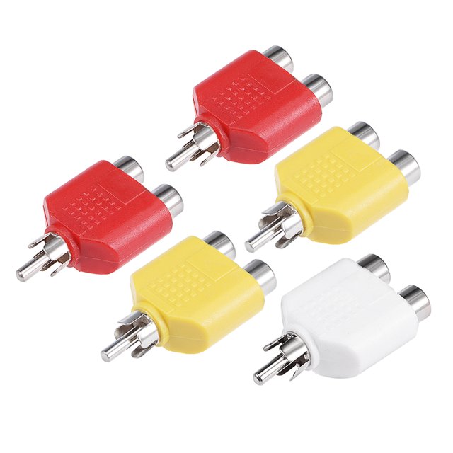 Unique Bargains Male/Female RCA Connector Y Splitter Video Audio Video Connectors 5pcs