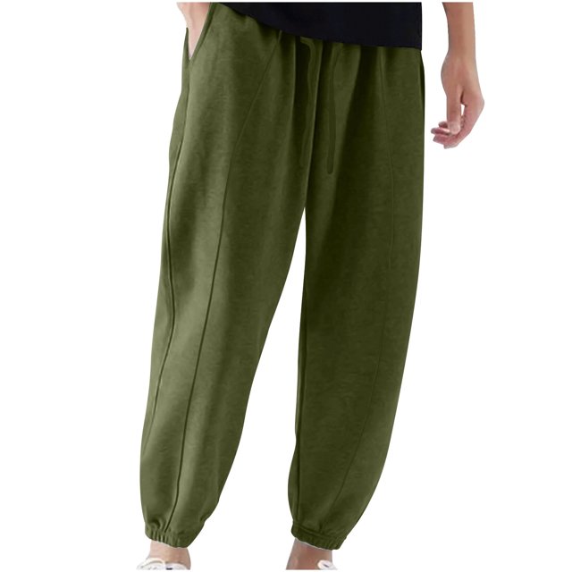 Lolmot Mens Pants, Mens Solid Color Pocket Drawstring Casual Youth Versatile Sports Oversized Pants