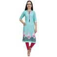 thumbnail image 2 of Bimba Kurti en Georgette Aqua Mousse pour Femme Tenue d'Été Tunique Imprimée Kurta-12, 2 of 7