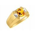 thumbnail image 3 of RYLOS Men's Rings 14K Yellow Gold Rings Classic Designer  9X7MM Oval Gemstone &  Diamond Ring Citrine November Birthstone Ring Size 10, 3 of 7