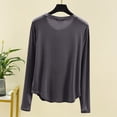 thumbnail image 4 of Haut de Pyjama en Modal pour Femmes 2025 Été T-Shirts à Col Rond Chandails à Manches Longues Coupe Décontractée Vêtement de Nuit Confort Tenue d'Intérieur Ultra Doux Chemise de Nuit Texturée, 4 of 4