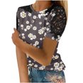 thumbnail image 2 of TopLLC Women's Plus Size Tops Short Sleeve Crewneck T Shirt Loose Fit Lace Stitching Shirts Solid Hollow Out Ruffle Tunic Tops, 2 of 5
