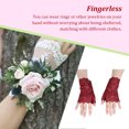 thumbnail image 3 of ZheElen 1 Paire de Mitaines pour Femmes Dentelle Sans Doigts Gants de Mariage Courts Mode Confortables Respirants Rouge Vin, 3 of 6