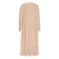 thumbnail image 5 of Penkiiy Robe Décontractée pour Femme à Manches Longues, Col Ras du Cou, Coupe Évasée, Robe Longue Fluide à Étages pour la Plage avec Poches, G Kaki, 5 of 5