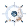 thumbnail image 1 of Nautical Beach Wooden Boat Ship Steering Wheel Fishing Net Shell Home Wall Decor (Seabird), 1 of 8
