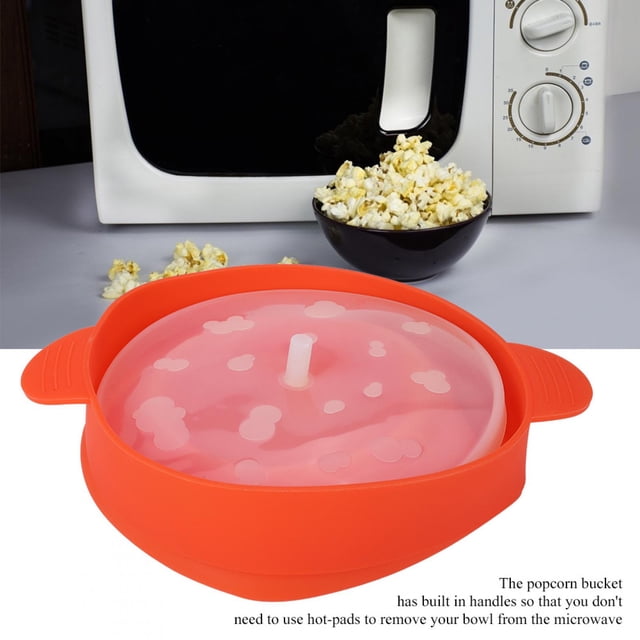 Silicone Popcorn Bucket Red Silicone Microwave Popcorn Bucket with Handle Lid Safe Collapsible Popcorn Maker Bowl